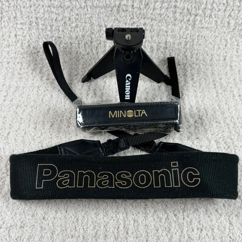 Canon Mini Tripod &‎ Minolta and Panasonic Camera Straps Lot Accessories